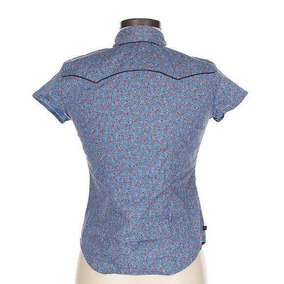 Vintage Ralph Lauren Women's Pearl Snap Short Sleeve Button Up Shirt M Patch - Picture 2 of 5